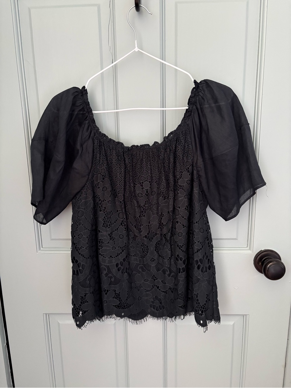 Navy  Lace Off-Shoulder Women's Top